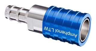 AMPHENOL LTW SQD-06SBDN-PBE001 Liquid Cooling Socket, 1/2" Push Lok, Stainless Steel, Blue, Valve, SnapQD Series