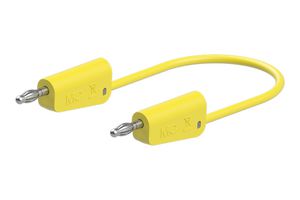 STAUBLI 64.1034-10024 Banana Test Lead, 30 VAC, 4mm Stackable Banana Plug, 4mm Stackable Banana Plug, 3.3 ft, 1 m, Yellow