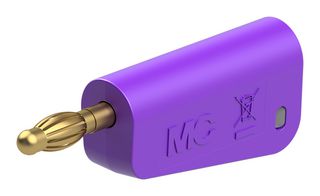 STAUBLI 64.1045-26 Banana Test Connector, 4 mm, Plug, Cable Mount, 32 A, 60 VDC, Gold Plated Contacts, Violet