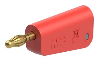 STAUBLI 64.1041-22 Banana Test Connector, 4 mm, Plug, Cable Mount, 19 A, 60 VDC, Gold Plated Contacts, Red