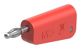 STAUBLI 64.1038-22 Banana Test Connector, 4 mm, Plug, Cable Mount, 19 A, 60 VDC, Nickel Plated Contacts, Red