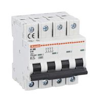 LOVATO ELECTRIC P1MB4PC32 Thermal Magnetic Circuit Breaker, C Trip Curve, IP20/10 kA, P1MB Series, 32 A, 4 Pole, 400 V
