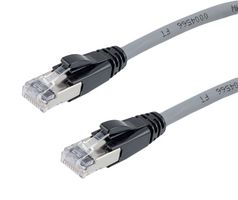 L-COM TRD626ASZ-GRY-25F Ethernet Cable, 10 Gigabit, 26AWG, Cat6a, RJ45 Plug to RJ45 Plug