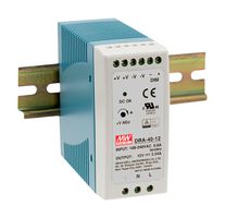 MEAN WELL DRA-40-12 AC/DC DIN Rail Power Supply (PSU), ITE, 1 Output, 40.08 W, 12 VDC, 3.34 A
