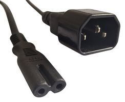 MULTICOMP PRO MP-FCR72028 Mains Power Cord, IEC 60320 C7 to IEC 60320 C14, 2 m, 2.5 A, 250 V, Black