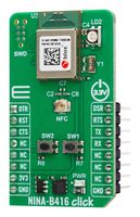 MIKROELEKTRONIKA MIKROE-6618 Add-On Board, NINA-B416 Click, NINA-B416, Bluetooth LE, NFC Tag, UART, 3.3V in