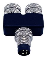 NORCOMP Y54-A04-MFFR001 Sensor Splitter, Y - Style, Cable Mount, 4 Position M8 Plug, 2 x 4 Position M8 Receptacle, Black
