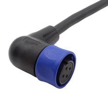 BULGIN LIMITED PXP4002/001/04S Circular Cable Assembly, 90° Circular Receptacle to Free End, 4 Ways, 3.3 ft, 1 m, Black