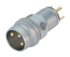 BINDER 86-6919-0002-00704 Sensor Connector, 718 Series, M8, Male, 4 Positions, Solder Pin, Straight PCB Mount