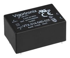 VIGORTRONIX VTX-214-040-615 AC/DC PCB Mount Power Supply (PSU), ITE & Household, 1 Output, 40 W, 15 V, 2.666 A