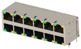 TE CONNECTIVITY 2497309-1 Modular Connector, RJ45 Jack, 2 x 6 (Stacked), 8P8C, Cat5e, Through Hole