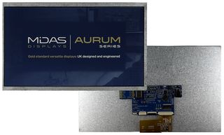 MIDAS DISPLAYS MVT-E101000 TFT LCD, 5 to 12 V, 10.1 ", 1024 x 600 Pixels, Landscape, RGB, 3.3V