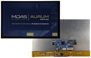 MIDAS DISPLAYS MVT-H101001C TFT LCD, 5 to 12 V, 10.1 ", 1280 x 800 Pixels, Landscape, RGB, 3.3V