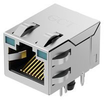 GCT MGB010-2CFAB003H Modular Connector, Grn/Yel & Grn/Yel LED, RJ45 Jack, 1 x 1 (Port), 8P8C, Through Hole Mount