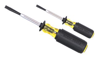 KLEIN TOOLS 85153K Screwdriver Set, 3/16" & 1/4" Slotted, Steel, Cushion Grip, Black/Yellow Handle