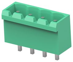TE CONNECTIVITY - BUCHANAN 2842516-4 Terminal Block, PA66, Green, 1Row, Header, 5.08 mm, 4 Ways, 15 A, 300 V, Through Hole Vertical