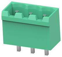 TE CONNECTIVITY - BUCHANAN 2842545-3 Terminal Block, PA66, Green, 1Row, Header, 5 mm, 3 Ways, 15 A, 300 V, Through Hole Vertical