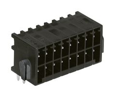WAGO 713-1438/037-000 Terminal Block, PPA, Black, 2 Row, Header, 3.5 mm, 36 Ways, 10 A, 250 V, Through Hole Right Angle