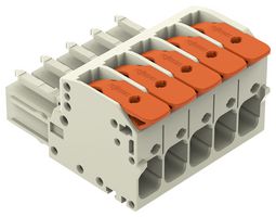 WAGO 831-1105 Pluggable Terminal Block, 7.62 mm, 5 Ways, 20 AWG, 8 AWG, 10 mm², Push In