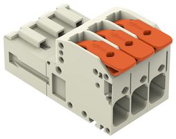 WAGO 831-1203 Pluggable Terminal Block, 7.62 mm, 3 Ways, 20 AWG, 8 AWG, 10 mm², Push In