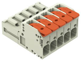 WAGO 831-1205 Pluggable Terminal Block, 7.62 mm, 5 Ways, 20 AWG, 8 AWG, 10 mm², Push In