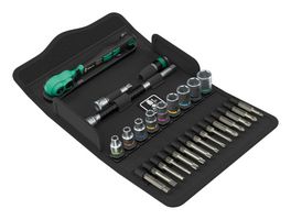 WERA 05005541001 Ratchet Set, 1/4" Sockets, Ratchet, Extension/Wobble Extension/Bit Adapter, PH/PZ/TX/Hex Bits, 28Pcs