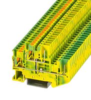 PHOENIX CONTACT 3210897 DIN Rail Mount Terminal Block, Green/Yellow, 4 Ways, 26 AWG, 12 AWG, 4 mm², Push In
