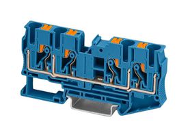PHOENIX CONTACT 3212947 DIN Rail Mount Terminal Block, Blue, 4 Ways, 20 AWG, 8 AWG, 10 mm², Push In, 41 A