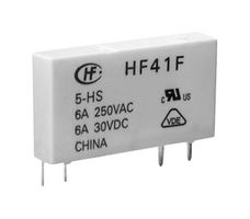 HONGFA HF41F/5-HS Power Relay, Plastic Sealed, SPST-NO, 5 VDC, 6 A, HF41F Series, Through Hole, Non Latching