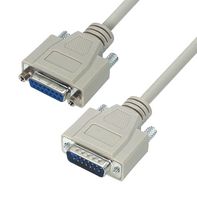 L-COM CSMN15MF-10 Computer Cable, D Sub 15 Position Plug, D Sub 15 Position Receptacle, 10 ft, 3.05 m, Light Grey