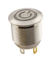 SAME SKY PBM1-M-R2GR3-P-F-SS-67 Vandal Resistant Switch, 3V/2V LED/Pwr Symbol, PBM1 Series, 16 mm, SPST-NO-DM, Off-(On)