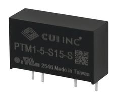 CUI PTM1-5-S15-S Isolated Through Hole DC/DC Converter, ITE, Industrial & Medical, SIP, 1:1, 1 W, 1 Output, 15 V