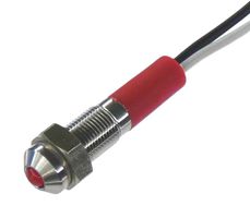 OSHINO LAMPS PL06SL113 LED Panel Mount Indicator, 625nm, 110 deg, Red, 24 V, 6 mm, 20 mA, 500 mcd, IP67