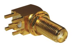 AMPHENOL RF 132203-12 RF / Coaxial Connector, SMA Coaxial, Right Angle Bulkhead Jack, Through Hole Right Angle, 50 ohm