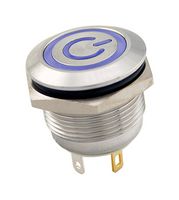 SAME SKY PBM6-M-BL12-P-F-SS-67 Vandal Resistant Switch, 12 V LED, PBM6 Series, 22 mm, SPST-NO-DM, Off-(On), Round Flush, Natural