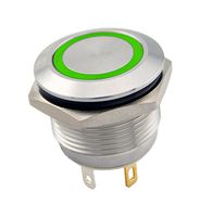 SAME SKY PBM6-M-GR3-F-SS-67 Vandal Resistant Switch, 3 V LED, PBM6 Series, 22 mm, SPST-NO-DM, Off-(On), Round Flush, Natural