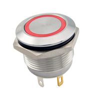 SAME SKY PBM6-M-R2-F-SS-67 Vandal Resistant Switch, 2 V LED, PBM6 Series, 22 mm, SPST-NO-DM, Off-(On), Round Flush, Natural