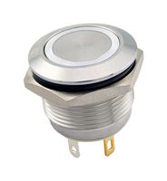 SAME SKY PBM6-M-WT3-F-SS-67 Vandal Resistant Switch, 3 V LED, PBM6 Series, 22 mm, SPST-NO-DM, Off-(On), Round Flush, Natural