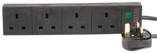 PRO ELEC PELB1167 EXTENSION LEAD 4 GANG SURGE BLK 4M