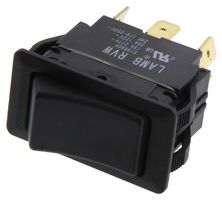 E-SWITCH RVW4GD1100. ROCKER SWITCH, DPST, 20A, 125VAC, BLACK