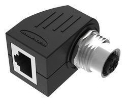 BANNER ENGINEERING BRD-M12DF-PT-RJ45A ADAPTOR, R/A, 4P M12 RCPT-8P RJ45 RCPT
