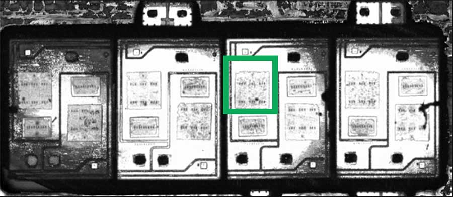 Figure 2: Ultrasound analysis of solder connection between die and DBC